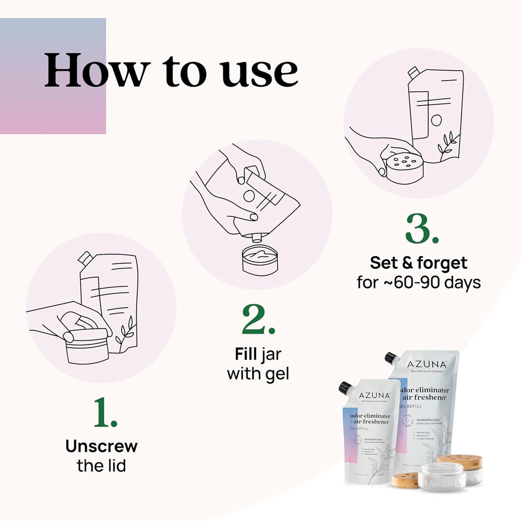 Air Freshener & Odor Eliminator for Strong Odor | 2 Room Kit Includes (2) 8 Oz. Empty Luxe Glass Jars & 12 Oz | Plant Powered by Australian Tea Tree Oil | Aromatherapy | Last 60-90 Days