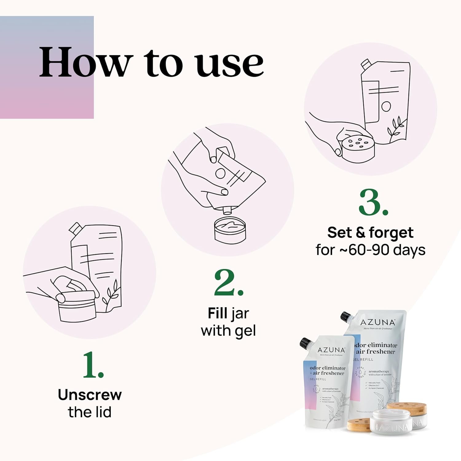 Air Freshener & Odor Eliminator for Strong Odor | 2 Room Kit Includes (2) 8 Oz. Empty Luxe Glass Jars & 12 Oz | Plant Powered by Australian Tea Tree Oil | Aromatherapy | Last 60-90 Days