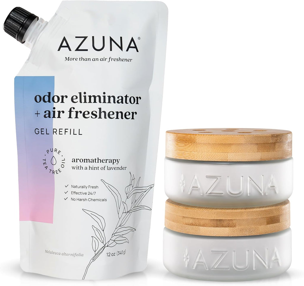 Air Freshener & Odor Eliminator for Strong Odor | 2 Room Kit Includes (2) 8 Oz. Empty Luxe Glass Jars & 12 Oz | Plant Powered by Australian Tea Tree Oil | Aromatherapy | Last 60-90 Days